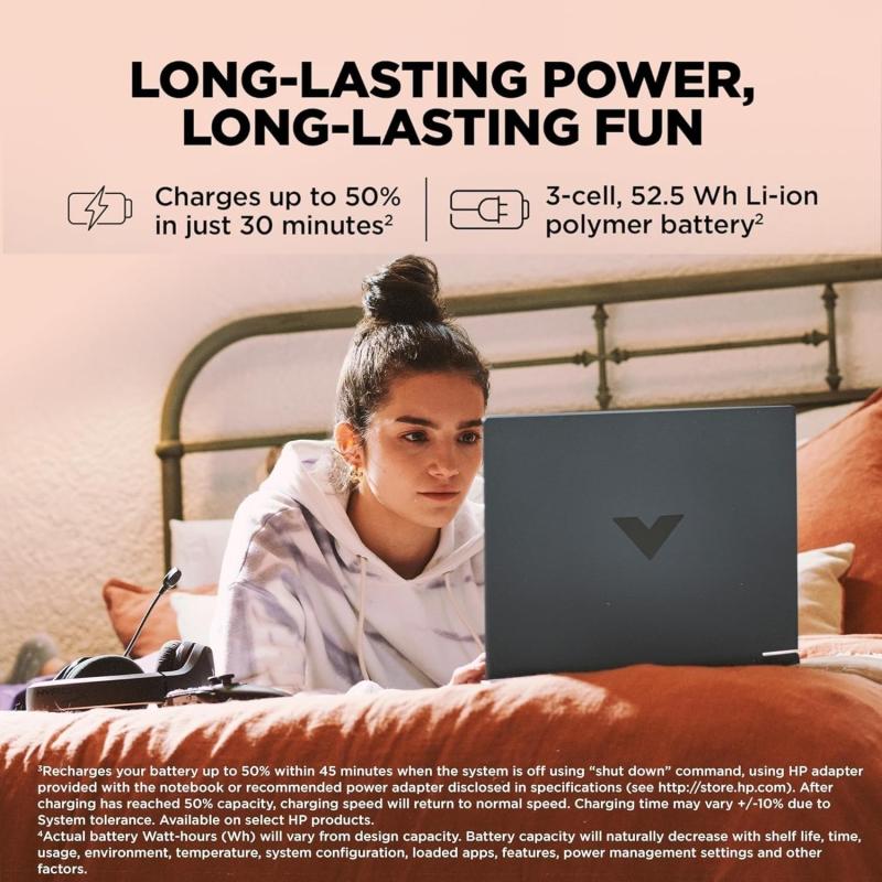 HP Victus, AMD Ryzen 7 7445HS, 4GB RTX 2050, 16GB DDR5 512GB SSD, FHD, 144Hz, 300 nits, IPS, 15.6''/39.6cm, Win11, M365* Office24, fb3123AX, Backlit, Gaming Laptop