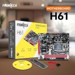 FRONTECH H61 Chipset Motherboard with 2xDDR3 RAM Slots LGA1155 Supports i3/i5/i7/Pentium Processors | 6+4 USB Ports | 4xSATA Slots | NVME Slots, 1xPCIEX16, 1xHDMI, 1xVGA (FT-0470)